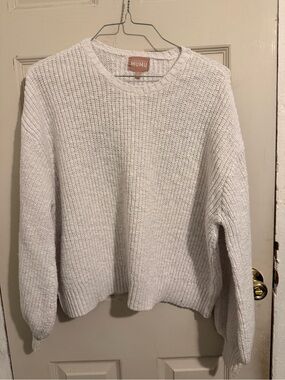 Show Me Your MuMu White Ribbed Crewneck Turtleneck-Style Sweater